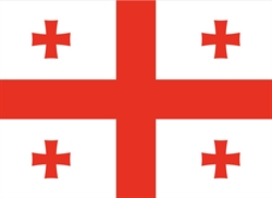 [ai] The national flag of Georgia featuring a large red cross in the center, with four smaller red crosses in each quadrant against a white background.